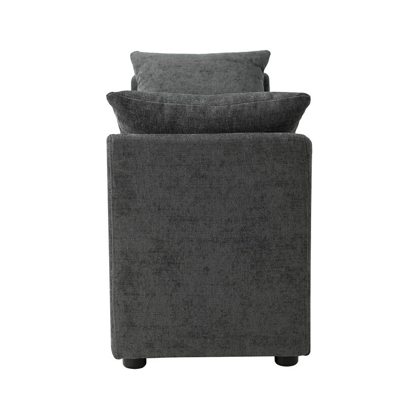 Franco Modern Upholstered Storage Bench with Two Throw Pillows and Thick Padded Cushion