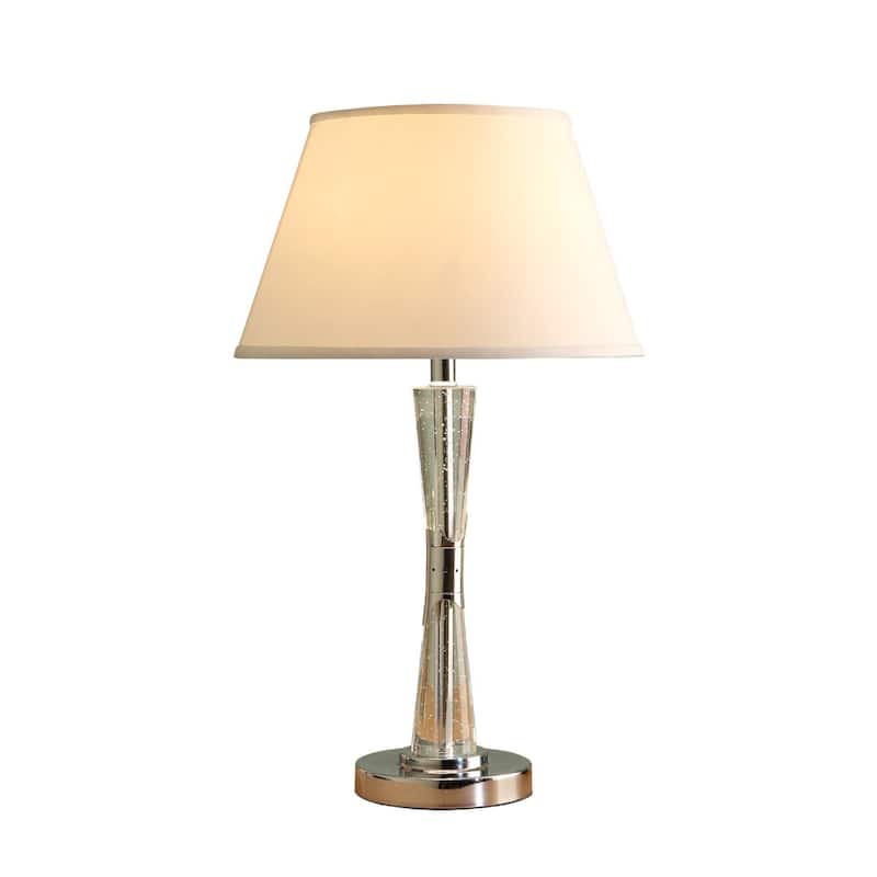 Terry Table Lamp with Bubble Infused Glass Tube, Chrome Metal 27 Inch
