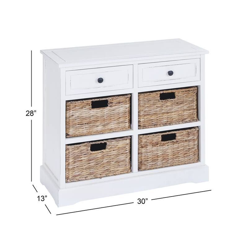 Cream, Teal, White or Brown Wood 2 Baskets and 1 Drawer Storage Unit - 16 x 13 x 28