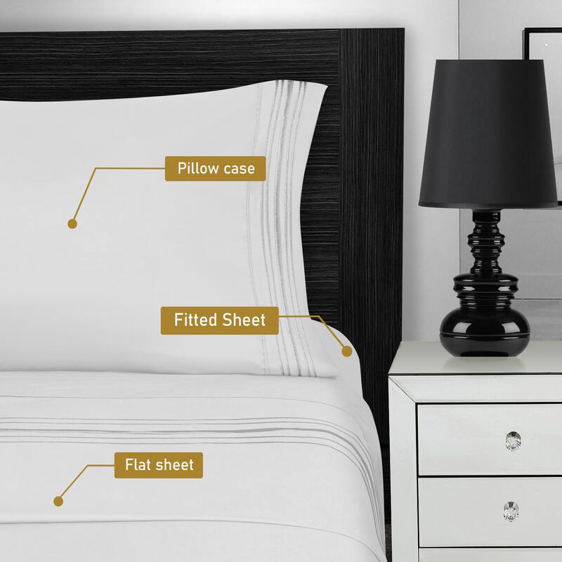 Superior Embroidered Microfiber Deep Pocket Bed Sheet Set