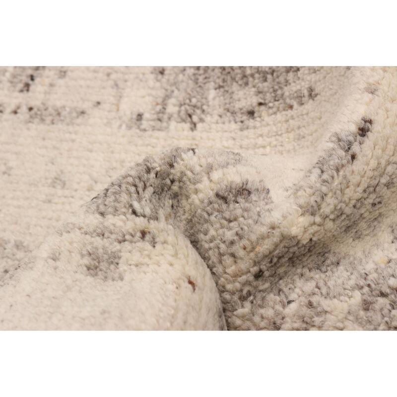 ECARPETGALLERY Hand-knotted Tangier Cream, Grey Wool Rug - 5'0 x 7'9