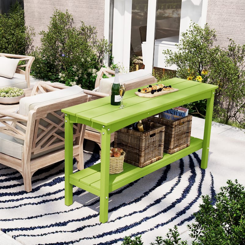 Laguna Hdpe All Weather Outdoor Patio Two Shelf Table - Lime