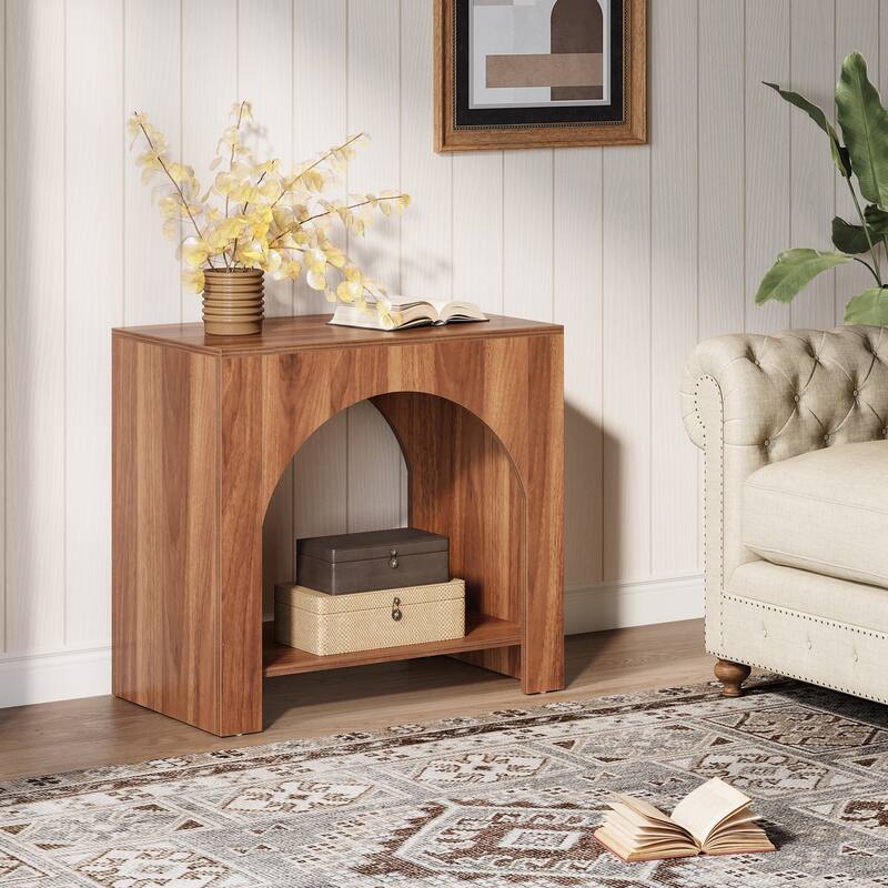 Farmhouse End Table for Living Room Large Side Table with Storage Sofa Table