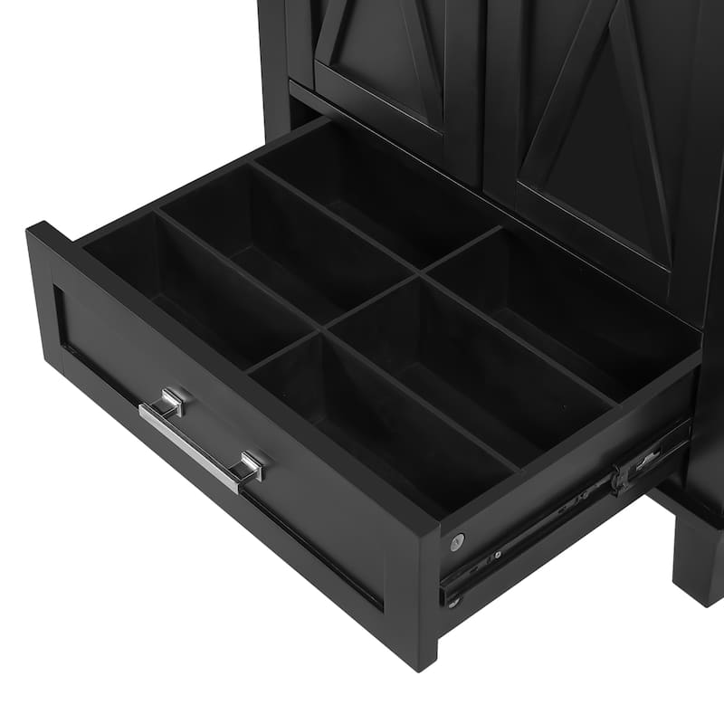 24-Inch Bathroom Vanity With Single Sink, Solid Wood Frame + Mdf, 2 Soft-Close Doors, 1 Divided Drawer, Dual Storage Shelves
