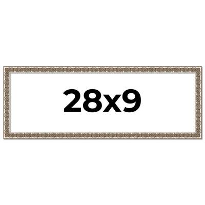 28x9 Frame Silver Versailles Ornate Solid Wood Picture Frame | 1 Inch