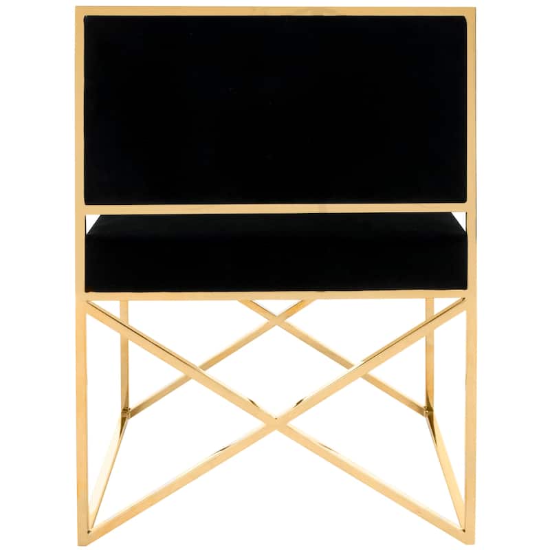 SAFAVIEH Couture Shyamala Black/ Gold Velvet Glam Director'S Chair - 22Wx20Dx32H