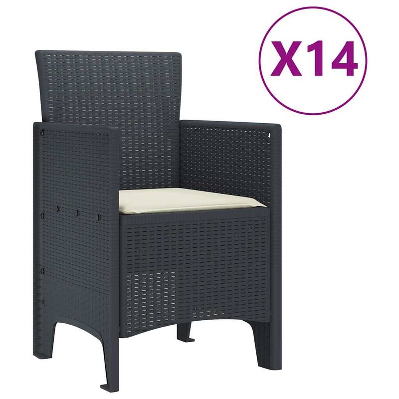 vidaXL Garden Dining Set 1315 pcs Anthracite/Brown Polt rattan - 350 x 100 x 73 cm