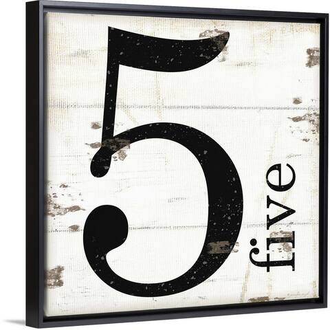 "Farmhouse Five 5" Black Float Frame Canvas Art