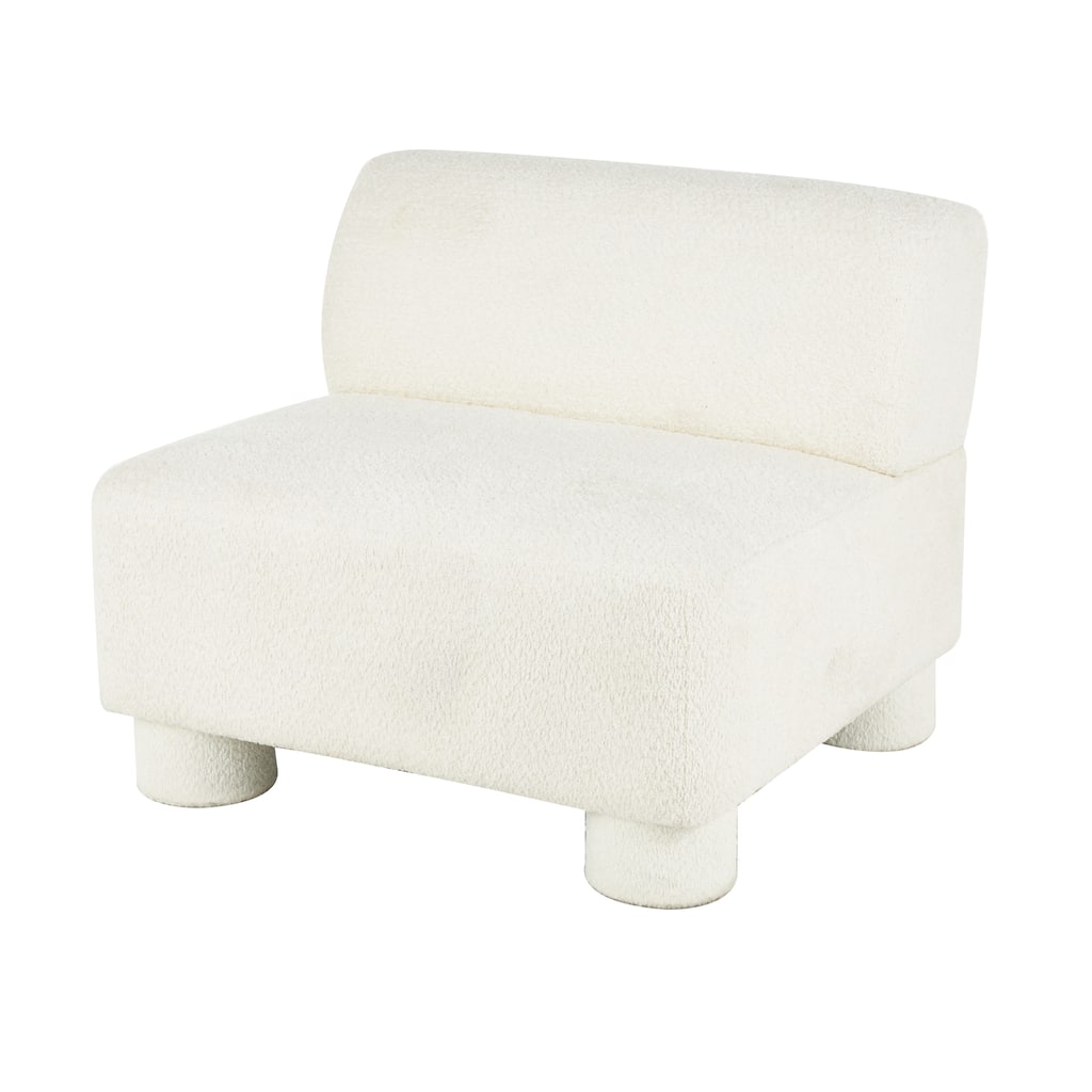 Polyester Square Boucle Accent Chair - White - Roche River Decor - 31"W x 33"L x 27"H