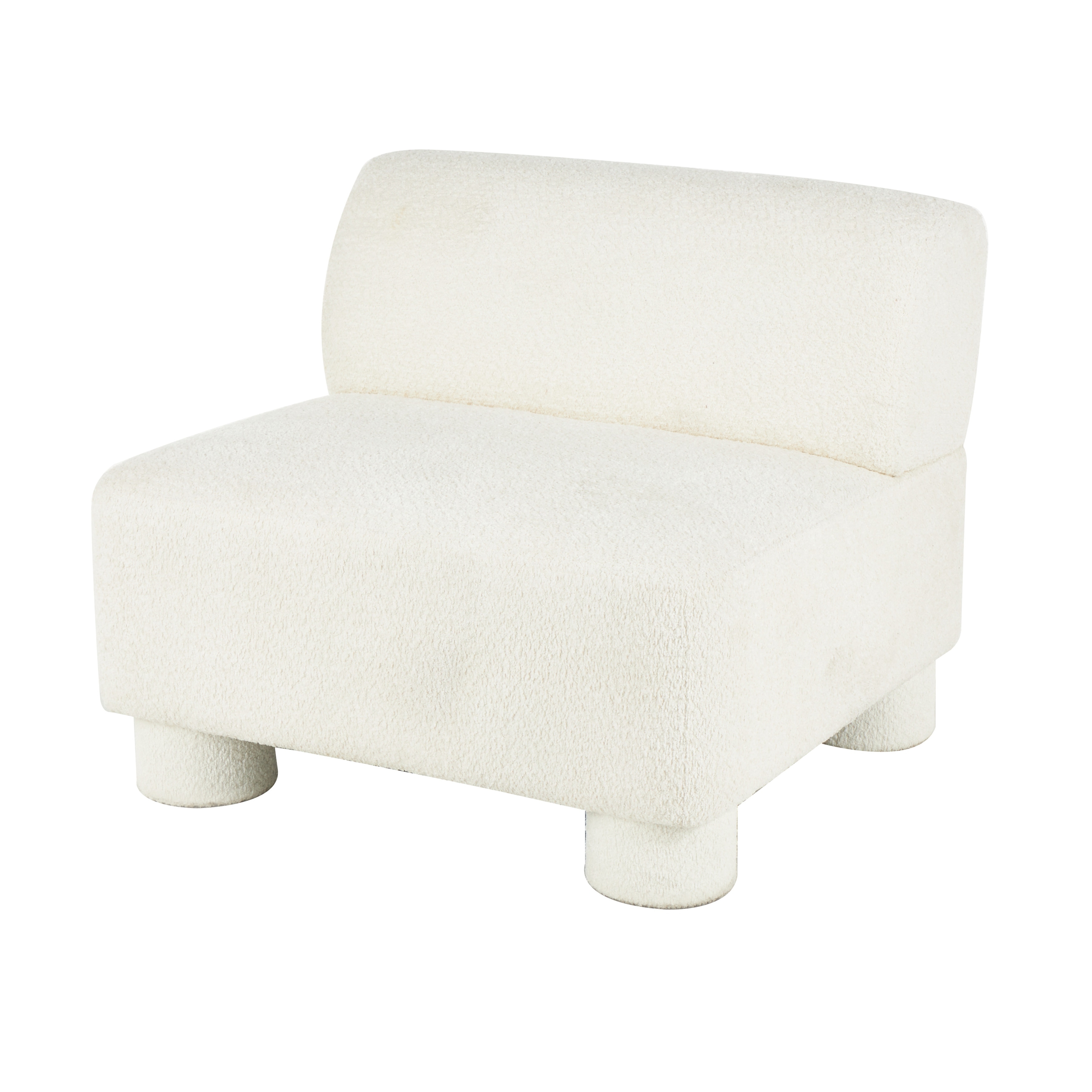 Roche River Decor - Polyester Square Boucle Accent Chair - White - 31"W x 33"L x 27"H
