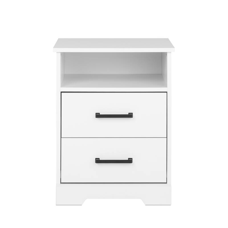 Prepac Rustic Ridge Farmhouse Nightstand Bedside Table, Nightstand for Bedroom, End Table with 2 Drawers and Open Shelf