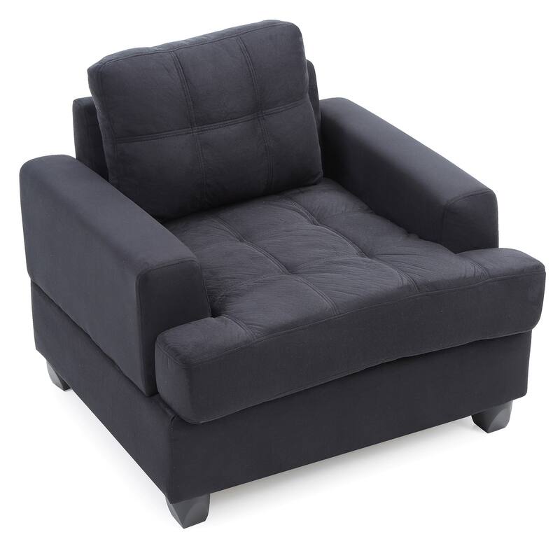 Solid Tufted Upholstered Accent Chair - 38" - Black
