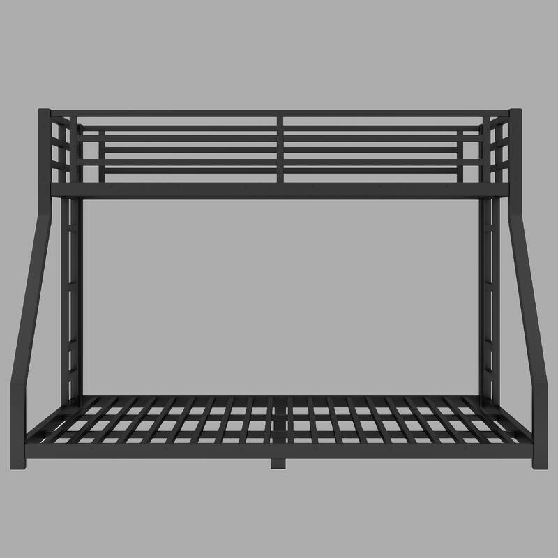 Full/Twin XL Over Queen Metal Bunk Bed for Teens & Adults, Sturdy & Noise-Reduced - Black - Twin