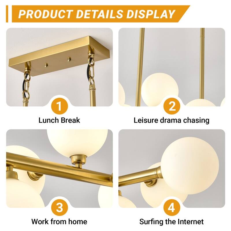 Mid Century Modern Chandelier Sputnik Liner Pendant Light Fixture