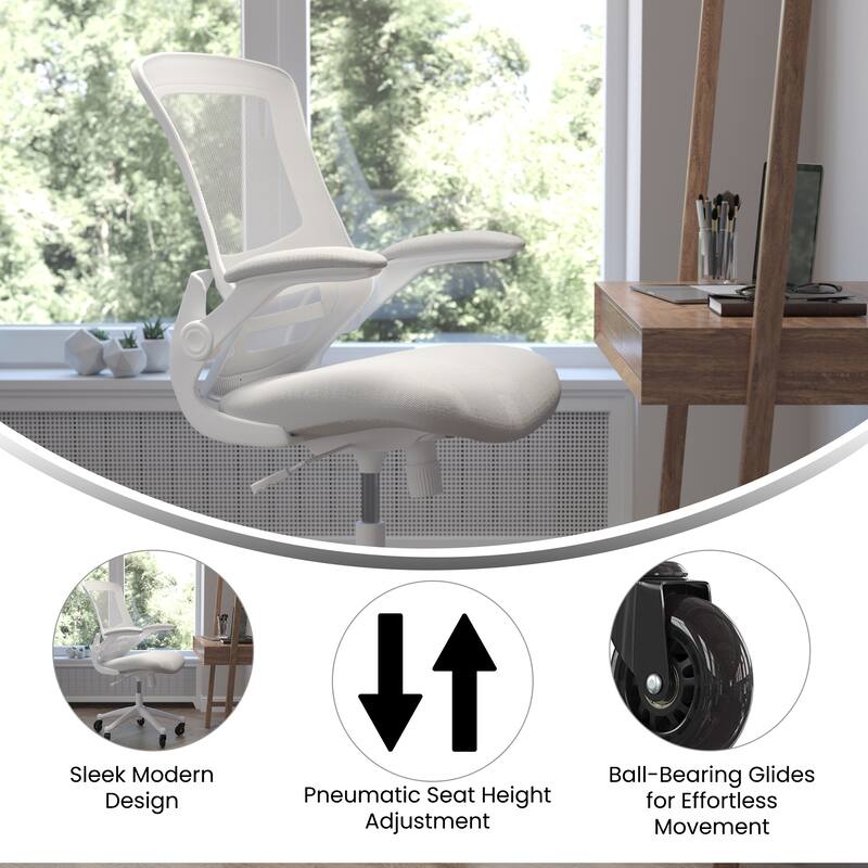 Ergonomic Swivel Task Chair with Roller Wheels & Flip Up Arms