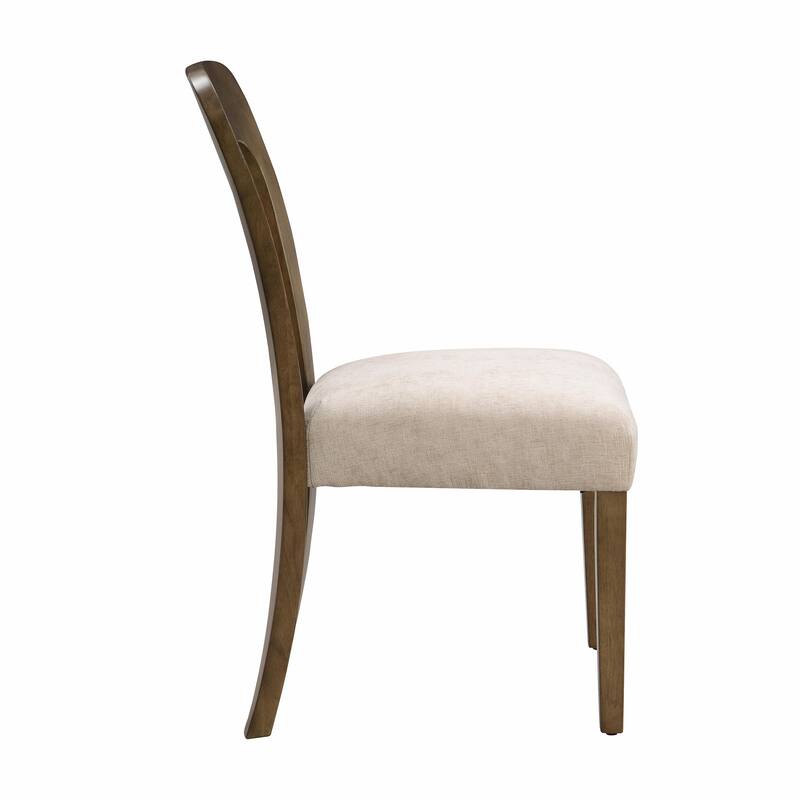 Set of 2 Fabric Upholstered Dining Chairs with Solid Rubber Wood Legs