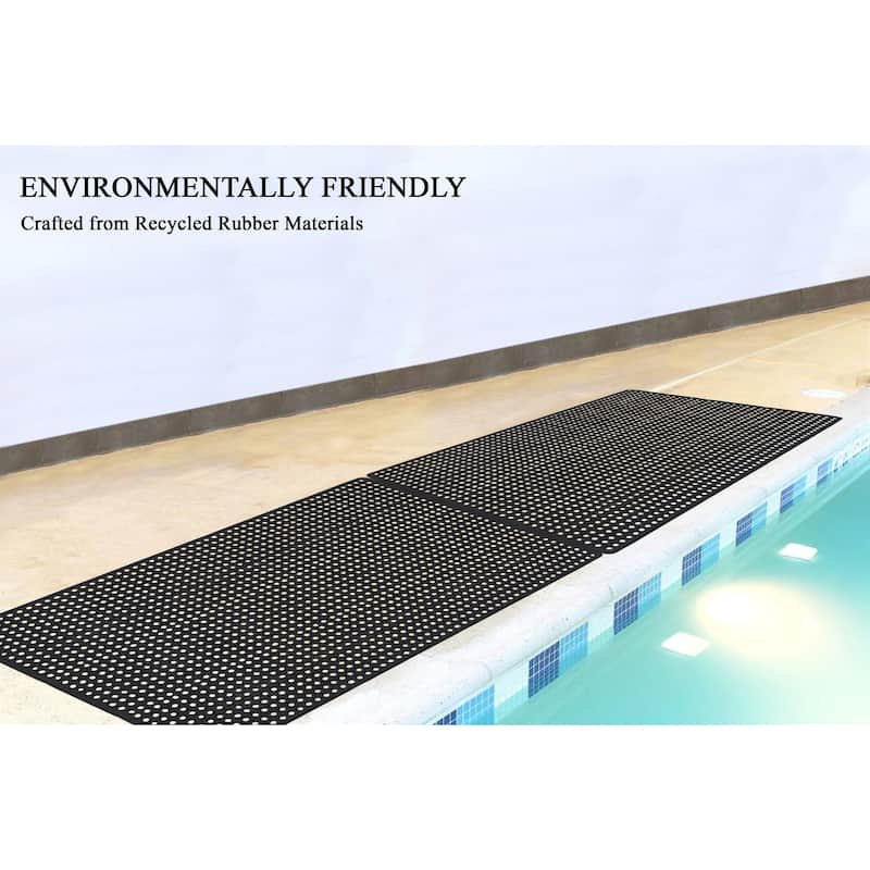 A1HC Checkered, Multi-Utility Heavy Duty Commercial Mats, Large Scrapper Rubber Floor Mat with Drain Holes - 48"x72"