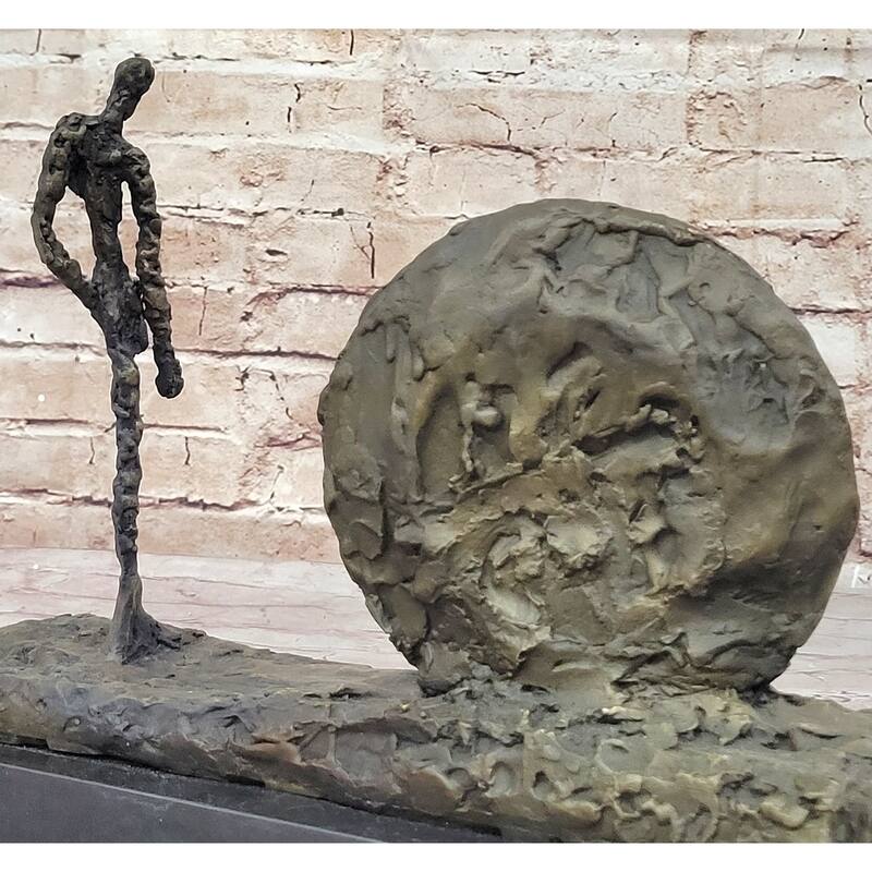 Handcrafted Gia 100 Percent Real Bronze Sculpture Woman And Wheel Clic Artwork Statue