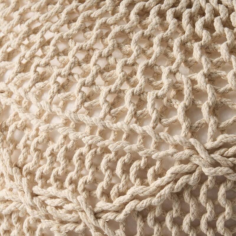 Charming Knitted Wool Pouf for Versatile Home Use and Cozy Ambiance