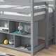 preview thumbnail 15 of 18, Twin Size Wood House Loft Bed with Roof Frame, Under Bed Shelving Storage Unit, Guardrails, Ladder