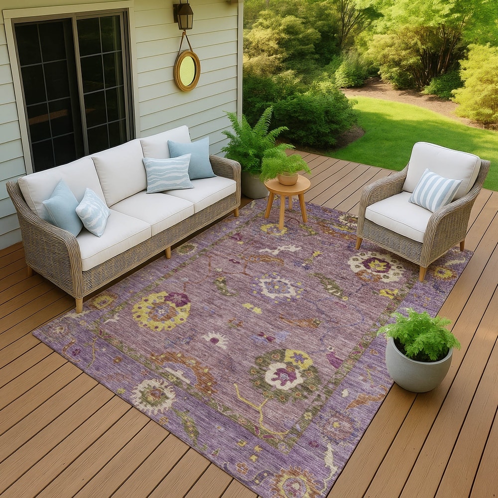 Machine Washable Indoor/ Outdoor Traditional Boho Chantille Rug