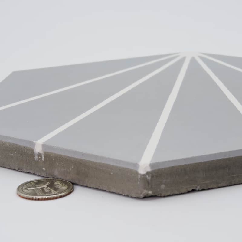 Handmade Menara 8''x9'' in Grey and White Tile, Pack of 12 (Morocco)