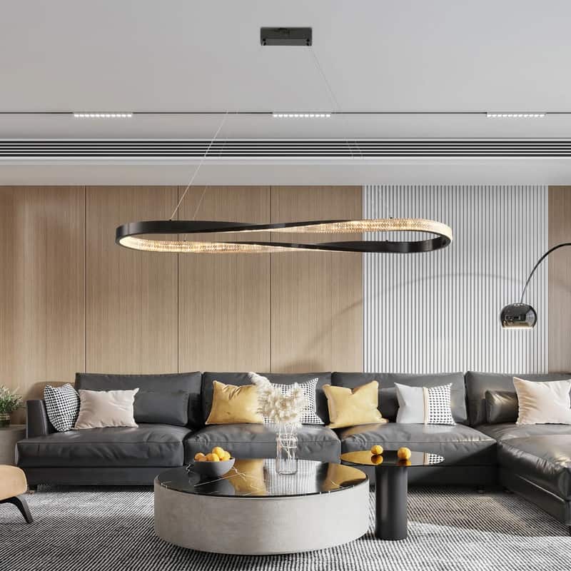 Modern LED Pendant Light Fixture, Contemporary Irregular Ring Chandelier