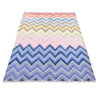 Shahbanu Rugs Colorful Hand Woven Afghan Kilim Chevron Design Flat ...