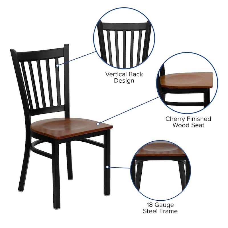 Vertical Back Metal Restaurant Chair - 17"W x 20.25"D x 34.25"H