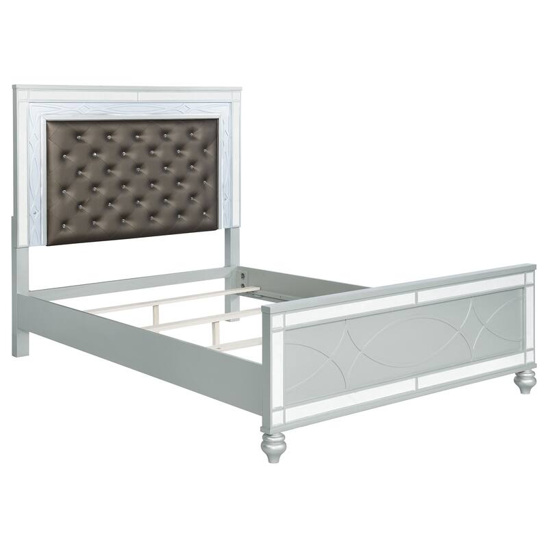 Gunnison Wood LED Panel Bed Silver Metallic - California King