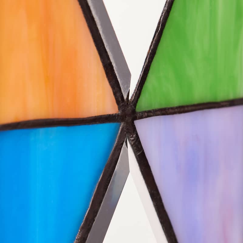 River of Goods 15-Inch Multicolor Cross Stained Glass Window Panel - 10" x 0.25" x 15"