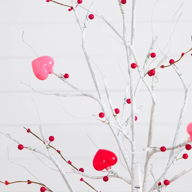 4-ft Pre-Lit Valentine's Day Twig Tree with 48 Heart Shaped LED Lights