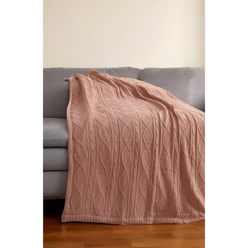60" X 50" Blush Knitted Acrylic Throw Blanket