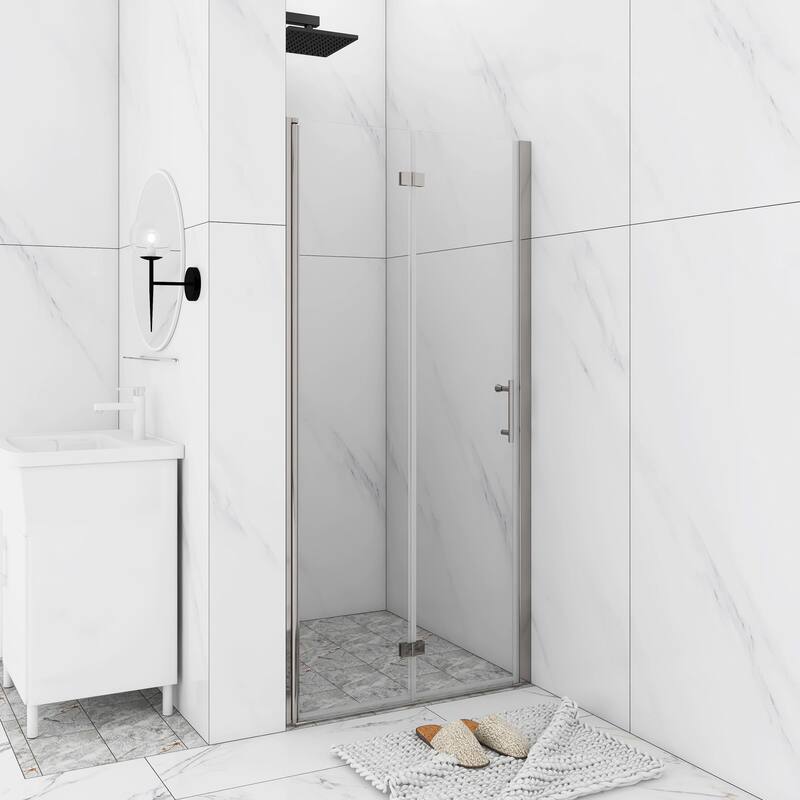 30/32/34/36 Bi-fold Semi-Frameless Shower Door with Clear Tempered Glass