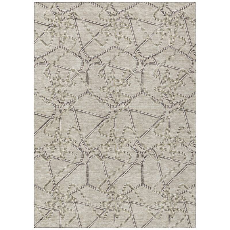 Machine Washable Indoor/ Outdoor Contemporary Links Chantille Rug