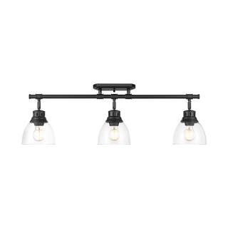 Yep by Golden Lighting Duncan 3-light Semi-Flush Mount in Matte Black and Clear Glass - Matte Black - 3-Light Semi-flush
