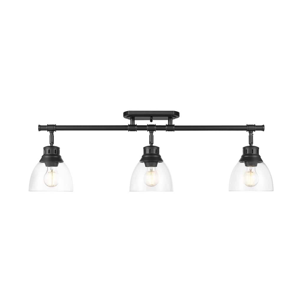 Yep by Golden Lighting Duncan 3-light Semi-Flush Mount in Matte Black and Clear Glass - Matte Black - 3-Light Semi-flush