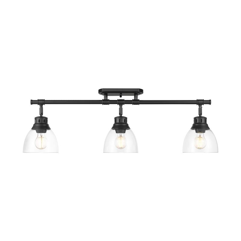 Yep by Golden Lighting Duncan 3-light Semi-Flush Mount in Matte Black and Clear Glass - Matte Black - 3-Light Semi-flush