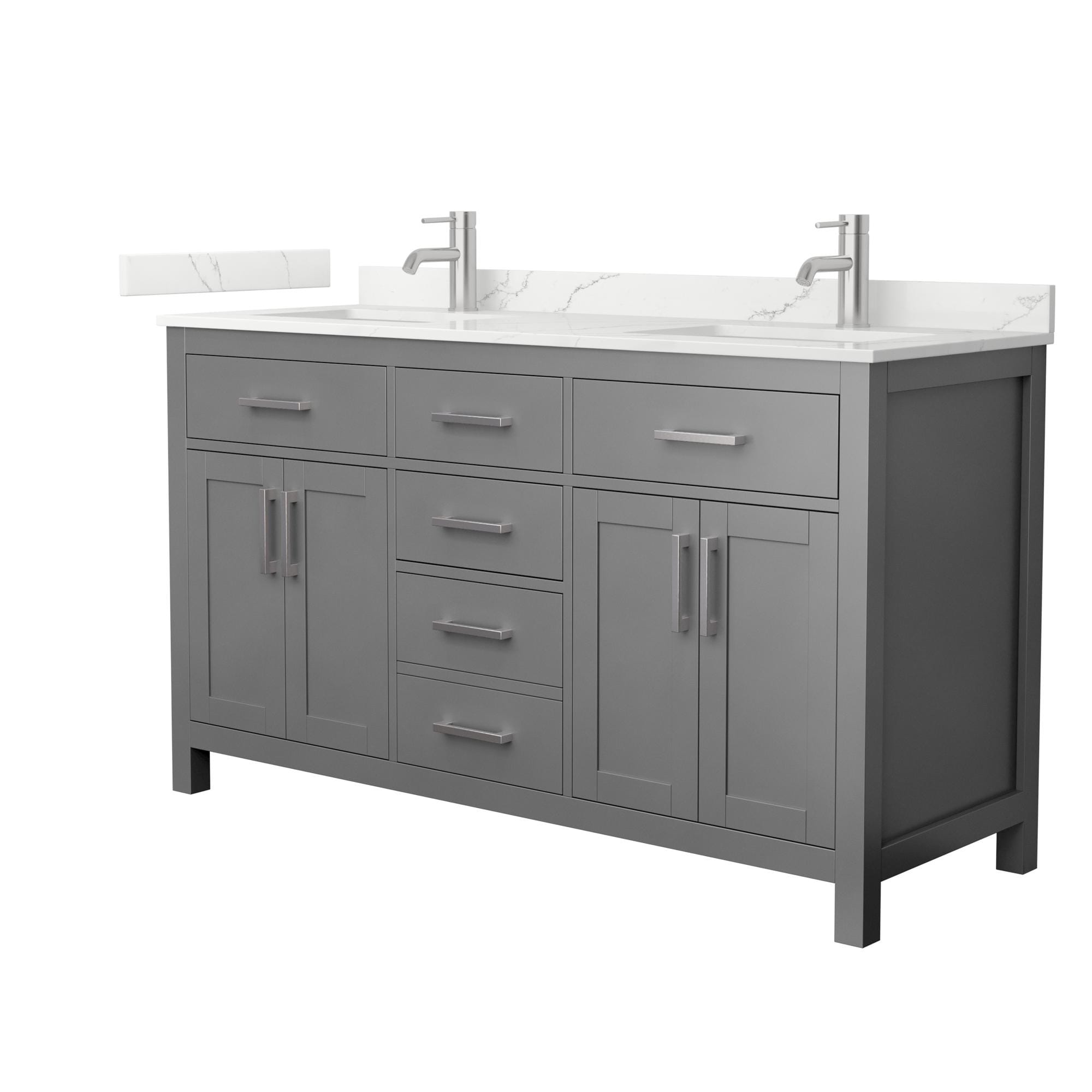 Wyndham Collection Beckett 60-inch Double Vanity, Quartz Top