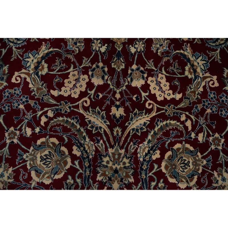 Hand Knotted Oriental 100% Wool Carpet Traditional Floral Red Nain Area Rug - 19' 0'' X 12' 10''