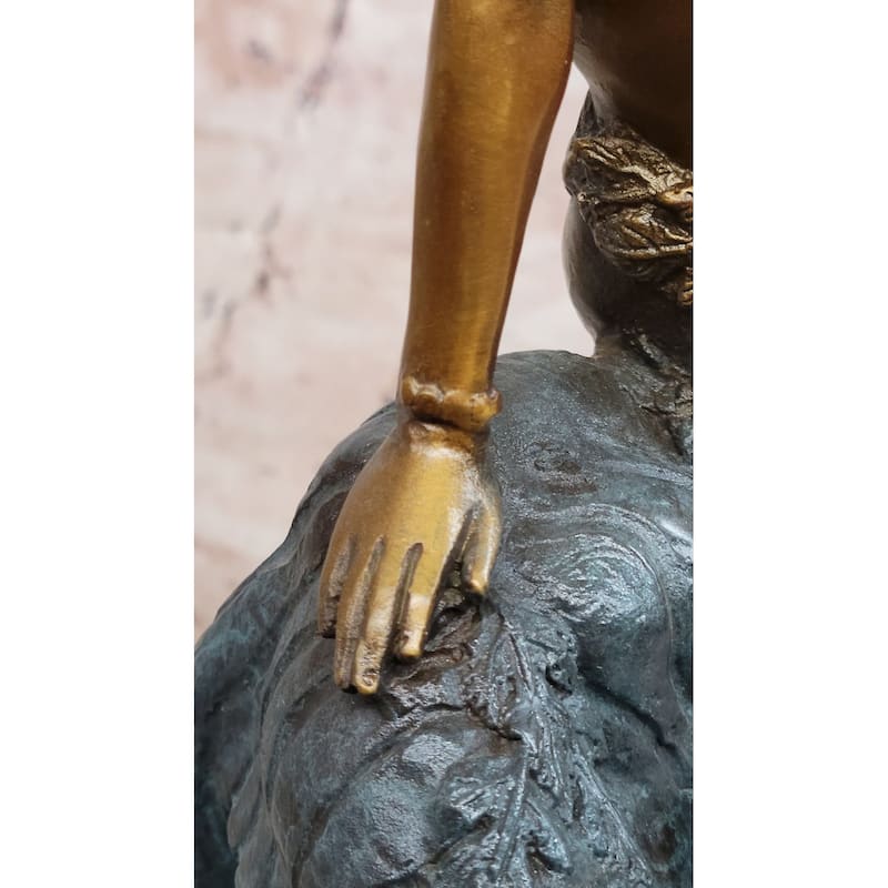 Bronze Jungle Girl Reclining On Tiger Sculpture – Art Deco Style