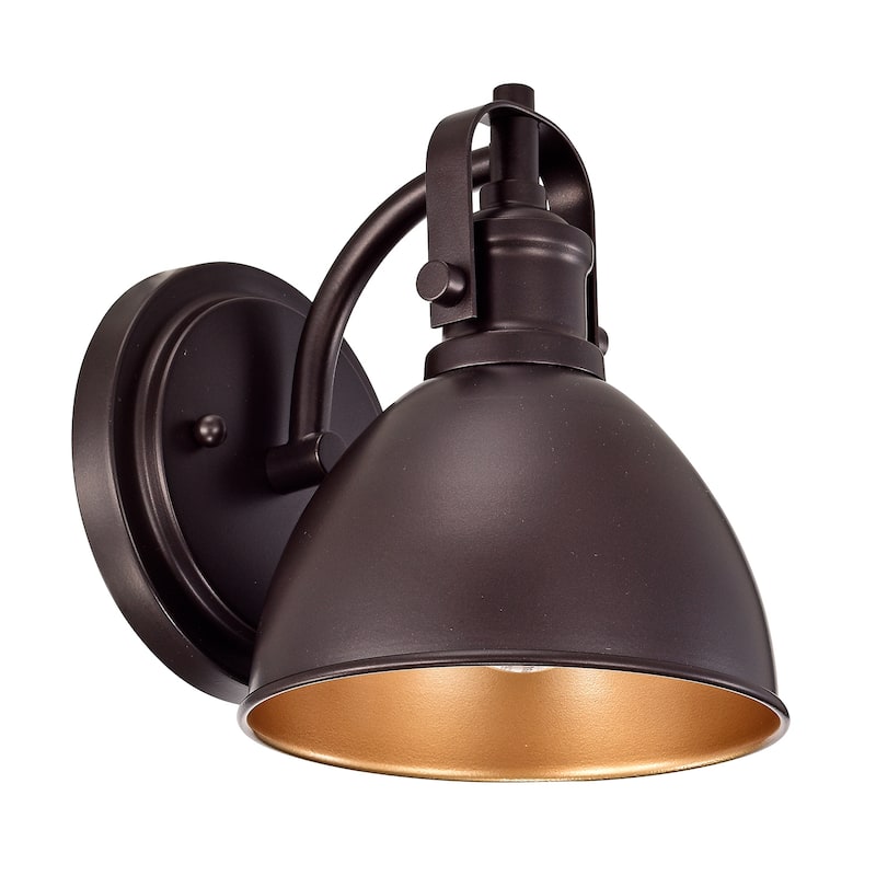 1-Light Industrial Wall Light Bath Sconce with Shad - 7.5"x7.5"x6" - Oil Rubbed Bronze Gold inside