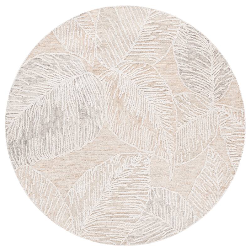 SAFAVIEH Handmade Jardin Mridula Wool Rug - Taupe/Ivory - 6' Round