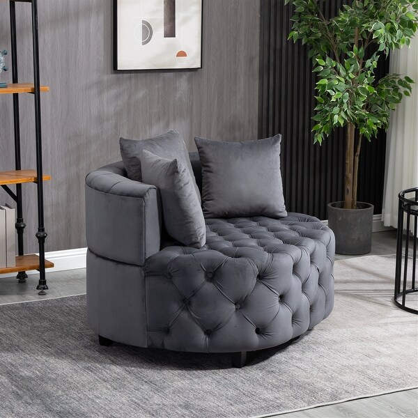 注目ブランド Cylindrical Tufted Modern Velvet 41 - Sofa Single Accent その他