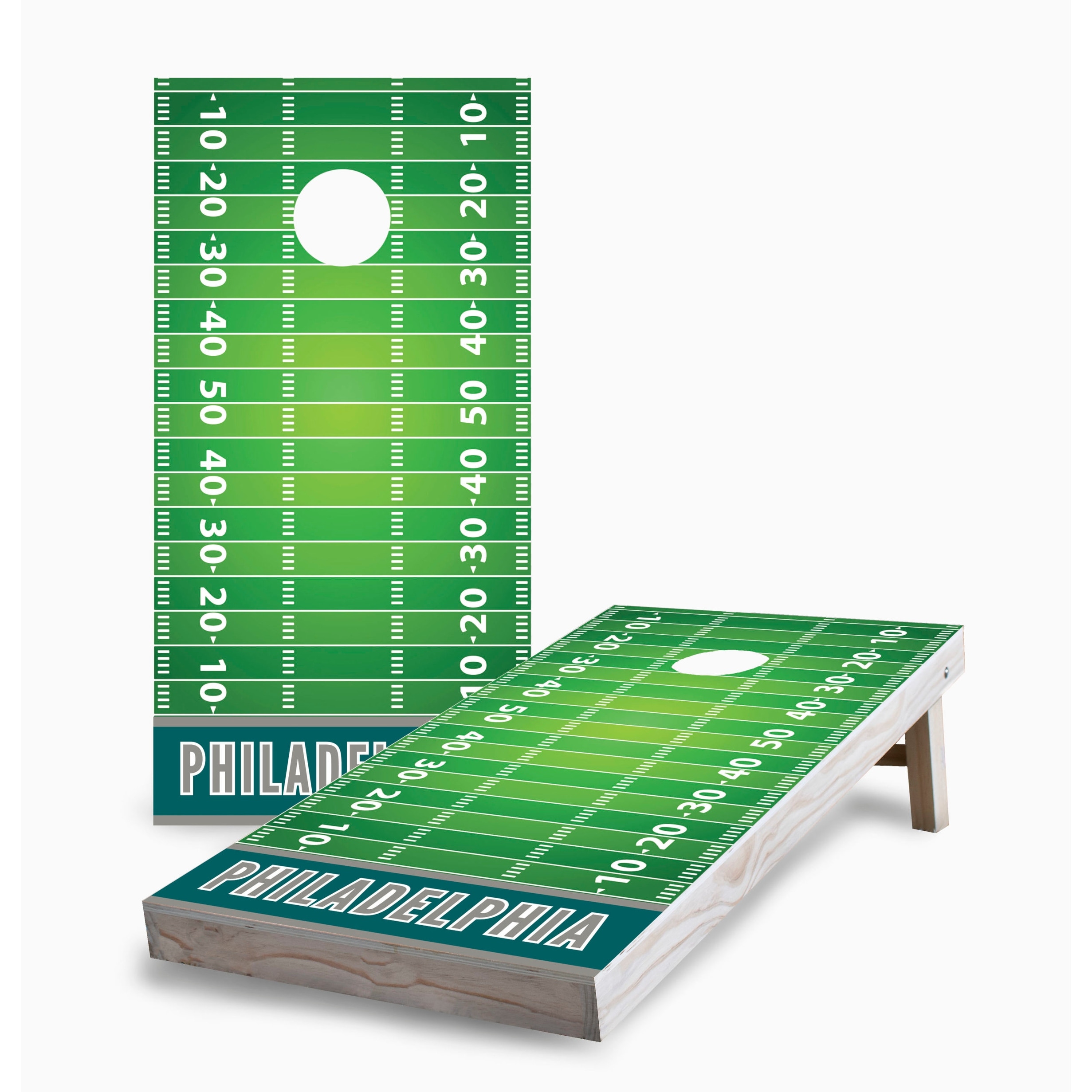 Philadelphia Football Corn Hole Board Set with Hole Lights