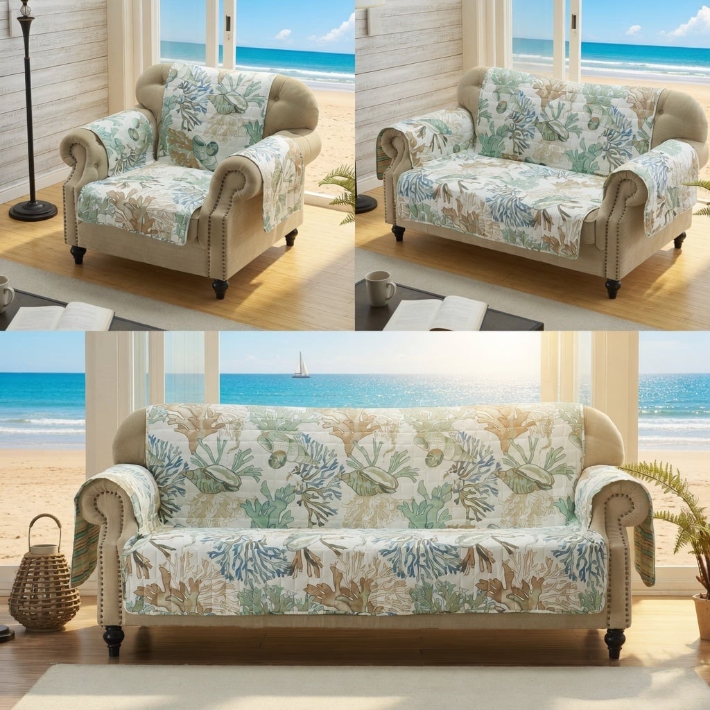 Greenland Home Fashions Spindrift Reversible Pet-Friendly Slipcover - Furniture Protector
