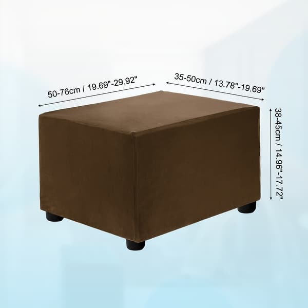 dimension image slide 16 of 52, Stretch Foot Stool Cover Rectangular Square Foot Stool Slipcover