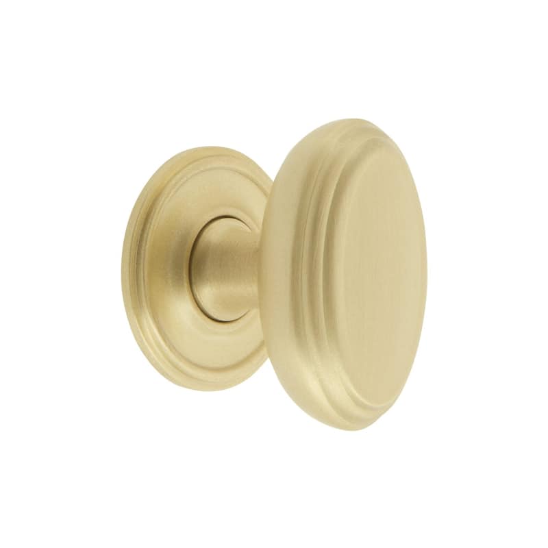 Grandeur ANNE-BRASS-KNOB-GEO Anneau 1-3/4" Solid Metal Flat Oval - Satin Brass