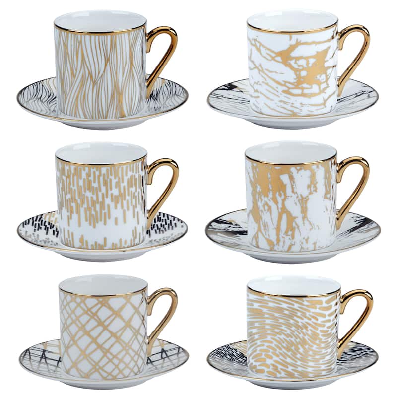 Certified International Matrix Gold Espresso Cup & Saucer