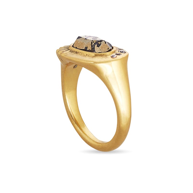 Kendra Scott Anna Vintage Gold Plated Brass and Black Pyrite Ring